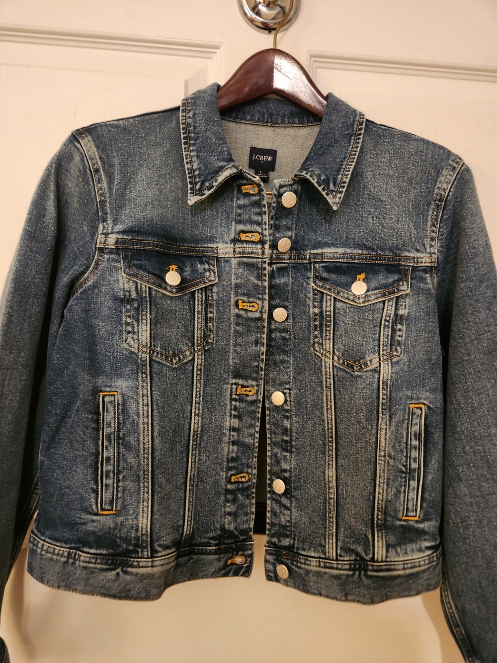 J. Crew Distressed Medium Blue Denim Jacket